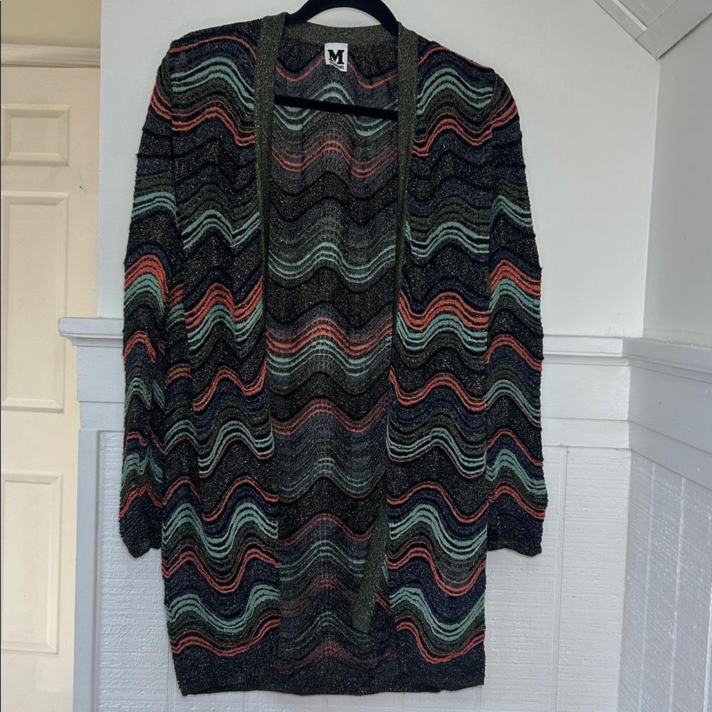 M Missoni Chevron Open Cardigan Designer Sweater size 42, like new condition